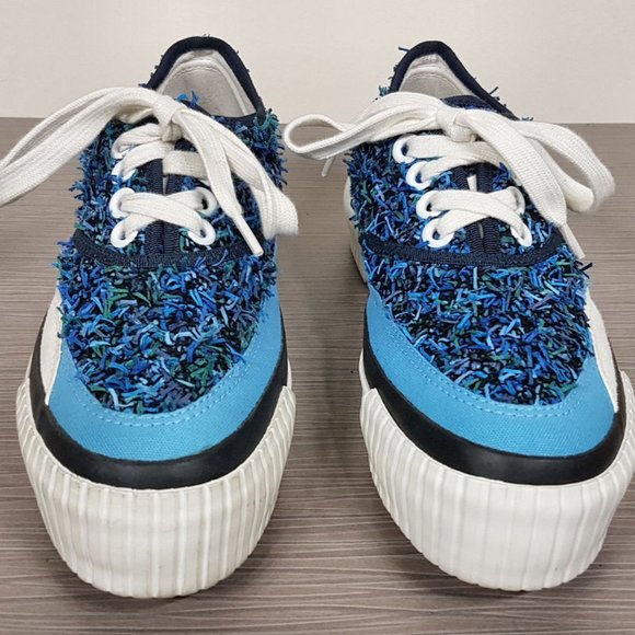 Julien David Platform Sneaker Blue & Teal Textile Womens Size 6 & 10 - Picture 1 of 6